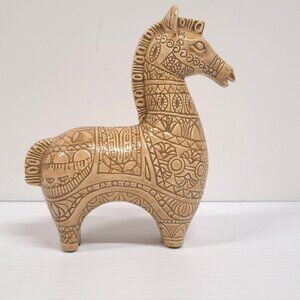 Vintage Bitossi Style Ceramic Trojan Horse Figurine Signed M Coleman 6 1/2'' T